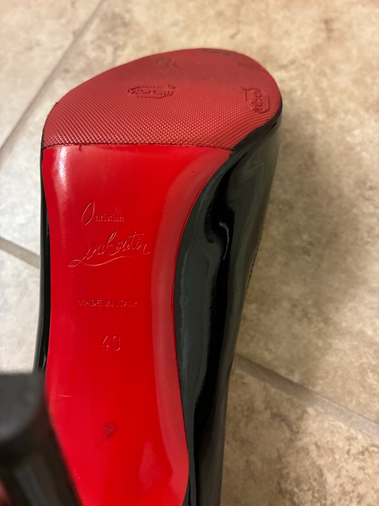 Christian Louboutin Black Patent Pump With Red Sole